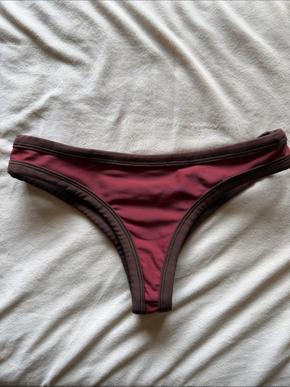 Benoa Swim Two-Tone Burgundy and Dark Brown Bikini Bottom